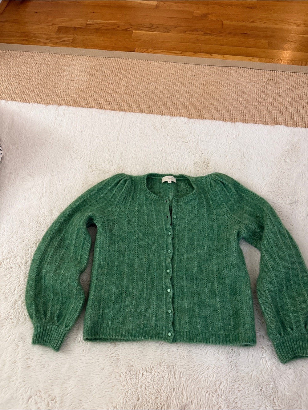 Sezane green puff sleeve sweater size S